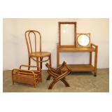 Chair, Rolling Cart, Magazine Rack, Mirror, Frame