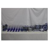 Blue & White Dinnerware, Stemware, Flatware