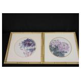 2 Floral Prints in Bamboo Style Frames