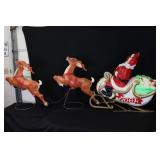 Vintage Santa, Sled & Reindeer Blow Mold