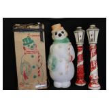 Blow Mold Snowman & Light Posts