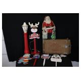 Blow Mold Light Post, Santa Plaque, Wood Decor