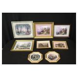 8 Framed Floral & Cottage Pictures