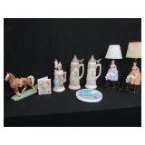 Decorative Ceramic ware, Steins, Lamps