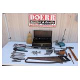Tool Box, Sewer Snake, Adj. Wrenches, Hammer,