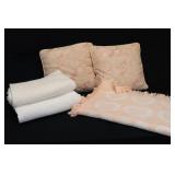 2 Twin Cotton Blankets, Throw Pillows, Throw