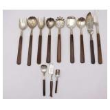 Vintage Rosewood and Hammered Sterling Flatware
