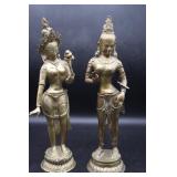 (2) Brass Buddha Figurines 17"