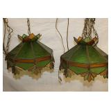 Pair of Stained Glass Lamps 14" Diameter