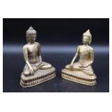 2 Brass Seated Buddha Statues