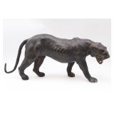 Unusual Leather Covered Black Panther Statue