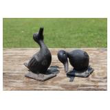 Pair of cast Iron Duck Figures 11 1/2 H