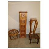 Storage cabinet, plant stand, stools