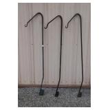 3 Shepard Hooks w/mount Brackets 48 1/" H