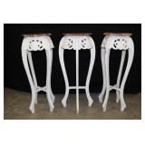 3 White Granite Top Plant Stands