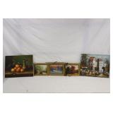 3 Season Laudrok Paintings, Still Life &Town Scene