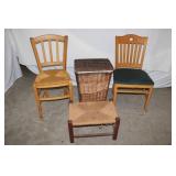 2 Chairs, Hamper, and Footstool