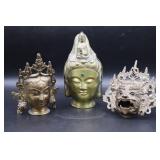 3 Brass Hindu God Figures