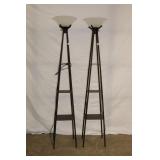 Two tall Frosted Glass Lamps 70 1/4" H