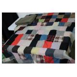 Vintage Wool Patchwork Quilt & Blanket