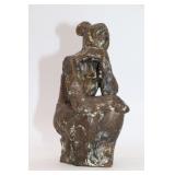 Bronze Thinking Woman Statue 7 1/2" H