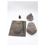 Tibetan Mandala Repousse Plaque & Buddhas