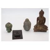 Buddha wood plaque, Metal & Concrete figures