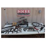 Miter saw, Brace Drills, Hand saws, Clamps, Prybar