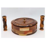 Wood Bowl & Candle Sticks