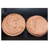 2 Terracotta Wall Plaques