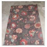 Area Rug 63 x 94 Dark Brown Floral