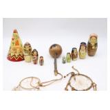 Gourd Rattle, Indian & Teepee Nesting Dolls