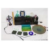 Small Leaded Glass Lamp & Art Glass Collection