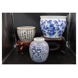 Asian style Flower Pots, Stands, Ginger Jar