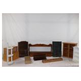 Small Wood Shelves, Boxes, Stool