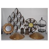 Clock, Wall Candle Holder, Mirror, Beaded Shade