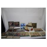 3 Wooden Sail Boats, Paper Boat Book, Maritime Art