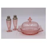 Adam Pink Jeanette Covered Butter & Shakers