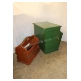 Green Painted Side Table & Magazine Holder