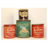 4 Vintage Pretzel Tins