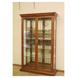 Lighted Leaded Glass Door Display Cabinet