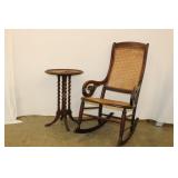 Cane Rocker & Lammerts Spiral Twist Side Table