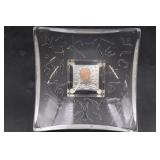 Kosta Boda  Art Glass Dish of Metallic Face