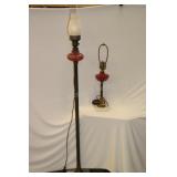 2 Cranberry Glass Lamps