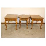 3 Oak Finish End/Side Tables