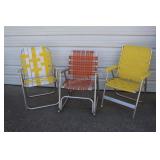 3 Vintage Aluminum Frame Lawn Chairs