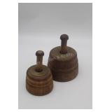 2 Antique Wooden Butter Molds
