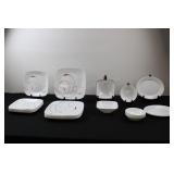 Corelle Splendor Square Dinnerware White/Red/Gray