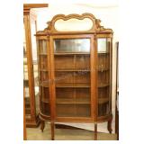 Antique Bow Front Curio Cabinet w/Adjust. Shelves