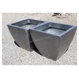 2 Galvanized Flower Pots